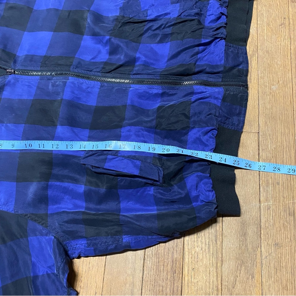Blue and Black Plaid Bomber Jacket - Picture 11 of 11